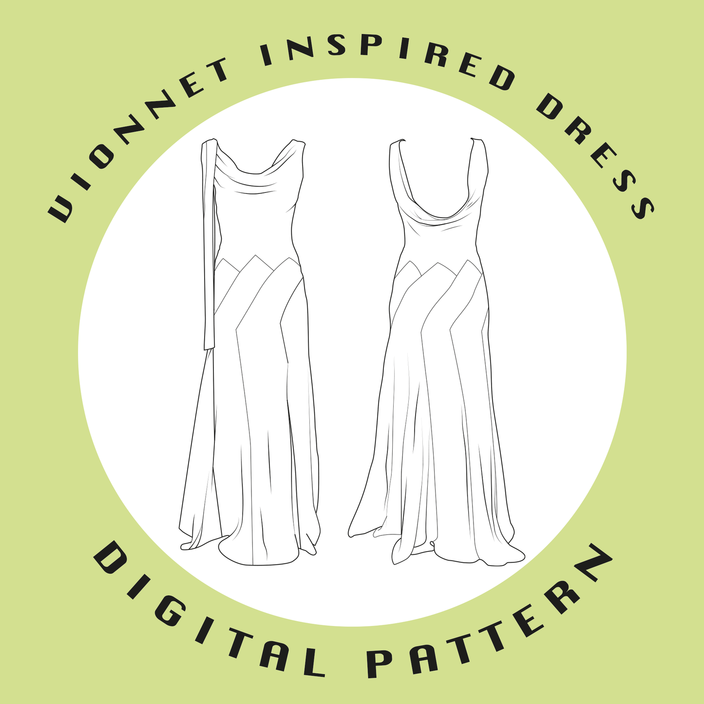 Vionnet Inspired Dress Pattern - PDF SEWING PATTERN