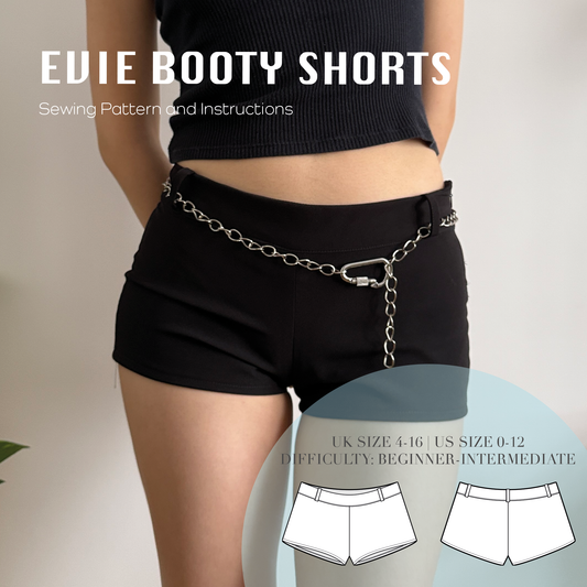 Evie Booty Shorts (Stretch) | Size UK4-16 US0-12 | PDF SEWING PATTERN (Video tutorial)