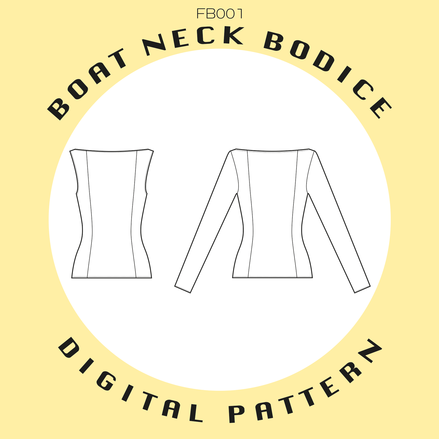 FB001 Boat Neck Bodice - PDF SEWING PATTERN