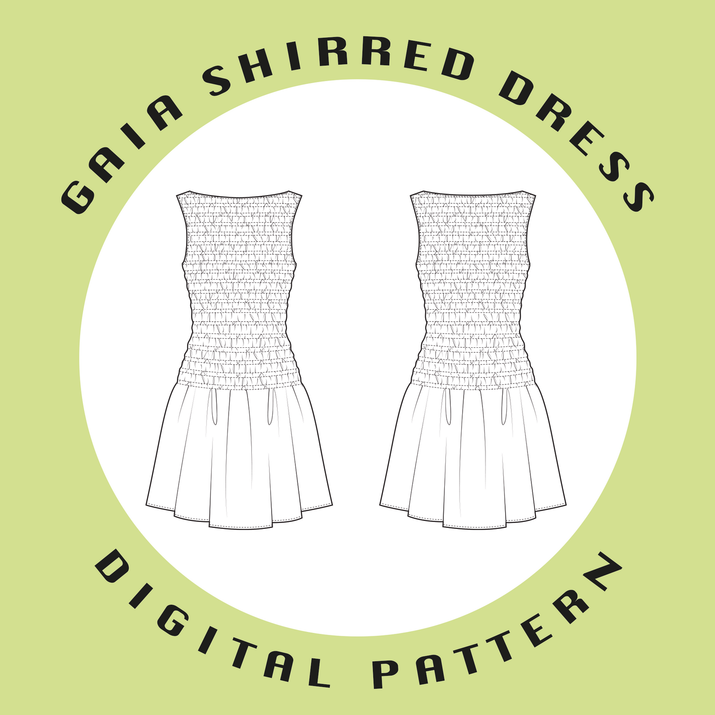 Gaia Shirred Dress (Woven) | Size UK4-22 US0-18 | PDF SEWING PATTERN