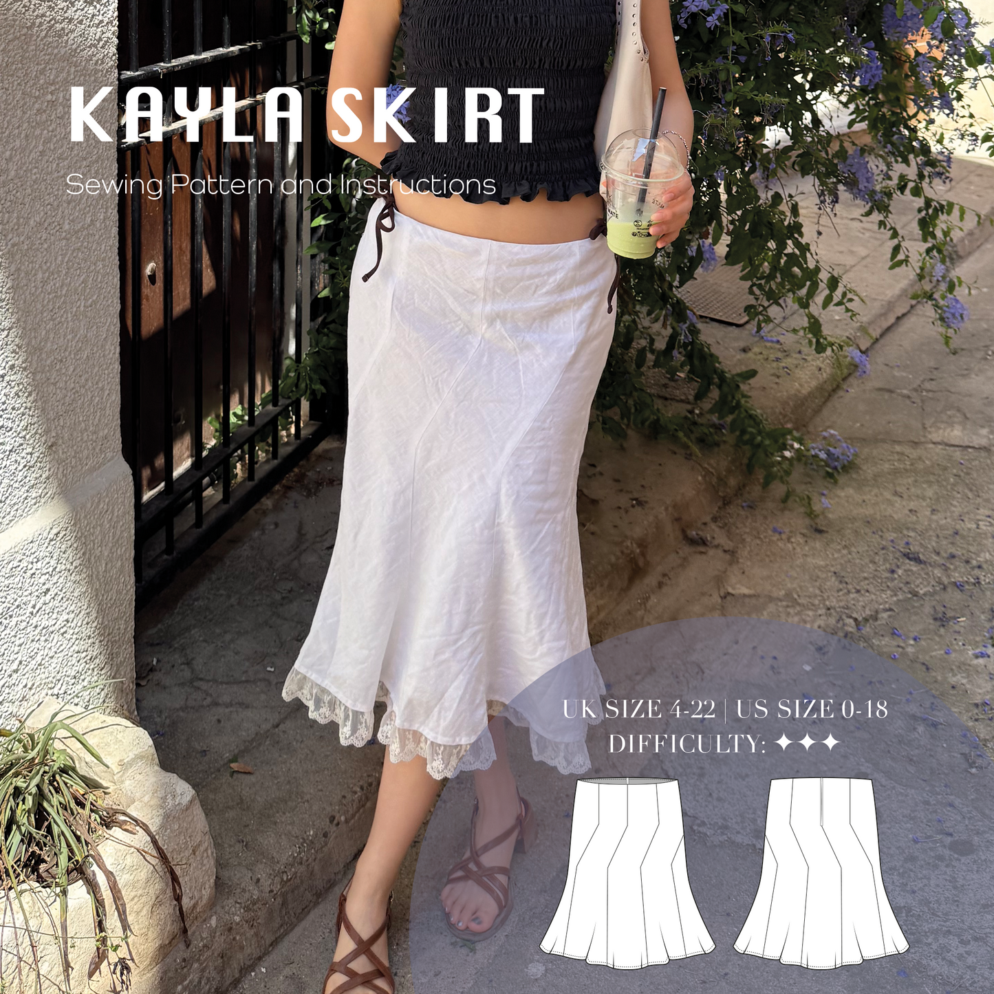 Kayla Skirt | Size UK4-22 US0-18 | PDF SEWING PATTERN