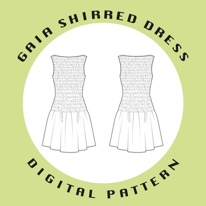 Gaia Shirred Dress (Woven) | Size UK4-22 US0-18 | PDF SEWING PATTERN