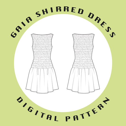 Gaia Shirred Dress (Woven) | Size UK4-22 US0-18 | PDF SEWING PATTERN