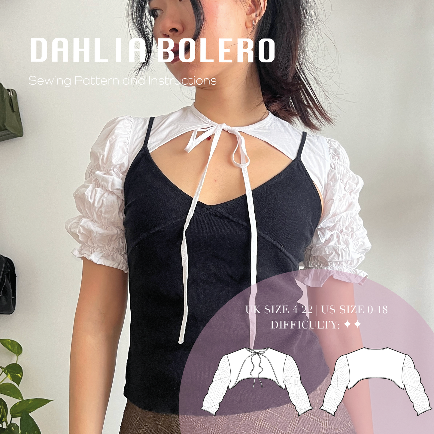Dahlia Bolero | Size UK4-22 US0-18 | PDF SEWING PATTERN