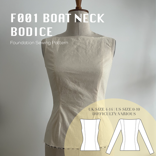 FB001 Boat Neck Bodice - PDF SEWING PATTERN
